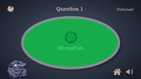 représente le jeux strongfish sur smartphone on peux y voir la mascotte ainsi qu'une table de poker