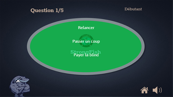 représente le jeux strongfish sur smartphone on peux y voir la mascotte ainsi qu'une table de poker
